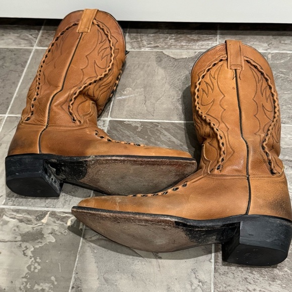 Dan Post Vintage Brown Western Leather Cowboy Boots Sz 8 Phoenix 26644 - Picture 9 of 13